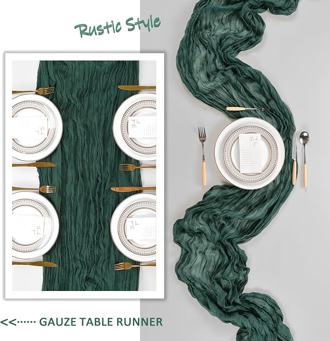 10 Pack 17 x 108 Inch Emerald Green Table Runner Cheesecloth | Gauze Cheese - Image 6