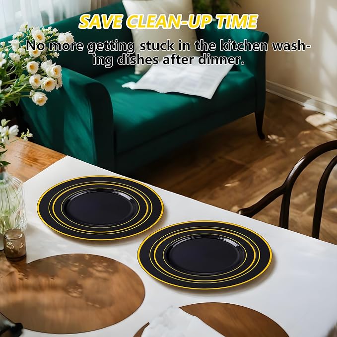 GATHER 700PCS Black Plastic Plates 100 Guest - Image 8