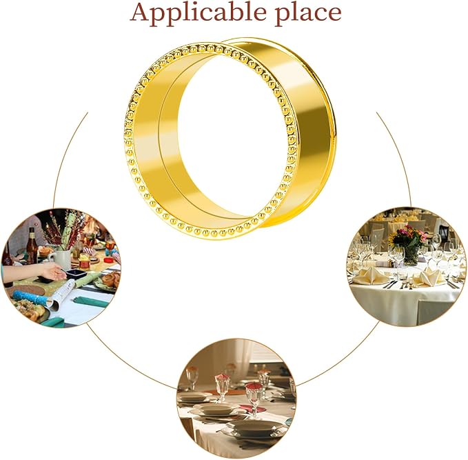 6 Pcs Stainless Steel Bead Side Napkin Rings - Image 6