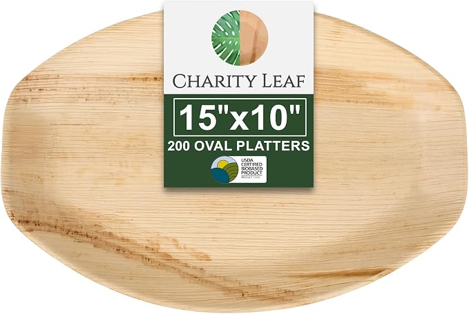 Disposable Bamboo 15" x 10" Trays Bamboo Serving Platters, Disposable Boards by CharityLeaf