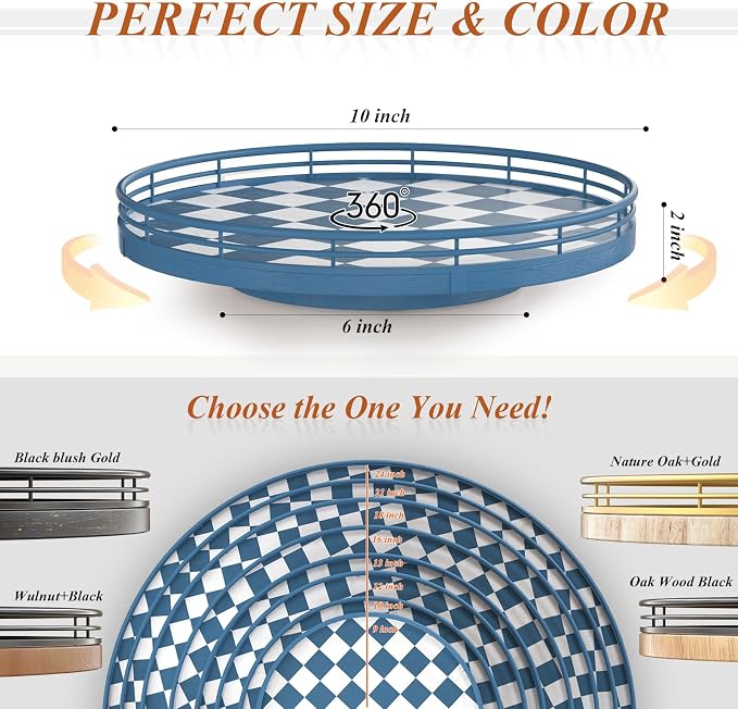 Blue and White Checkerboard Lazy Susan - Image 6