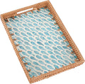 Rectangle Rattan Tray with Mother of Pearl Inlay, Rattan Serving Tray with by Tynulox