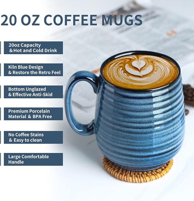 HASENSE Coffee Mug, 20 oz Ceramic Coffee Cup - Image 2