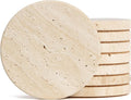 Natural Travertine Stone Coasters Set of 8, Warm Beige, Cork Backing, Stylish & by YONGHEE