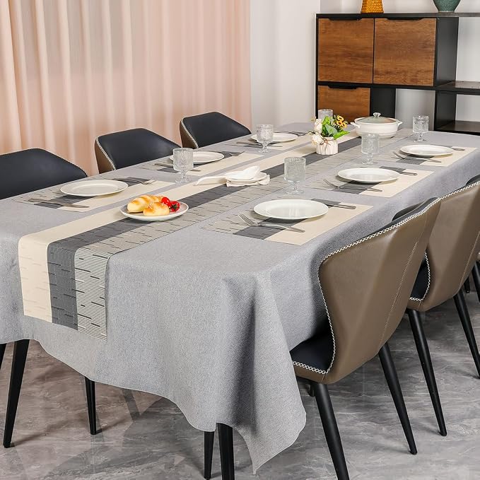 Table Runner 71 Inches Long, Vinyl Woven Farmhouse Table Runners | Washable - Image 6