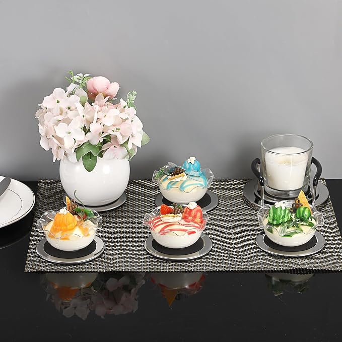 JUXYES Set of 6 Stainless Steel Metal Round Coaster - Image 8