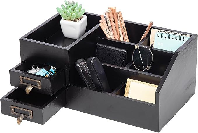 Distressed Rustic Wooden Office Desktop Organizer Wood Shelf Tabletop Home by VERGOODR