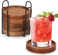 Wooden Coaster Set of 6 Coffee Table Decor Bar Cup Drink Coasters Holder | by Renawe