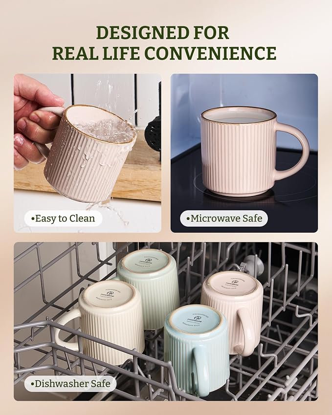 famiware Star Coffee Mug Set for 8, Handcrafted 12 oz Ceramic Stoneware Mugs - Image 8