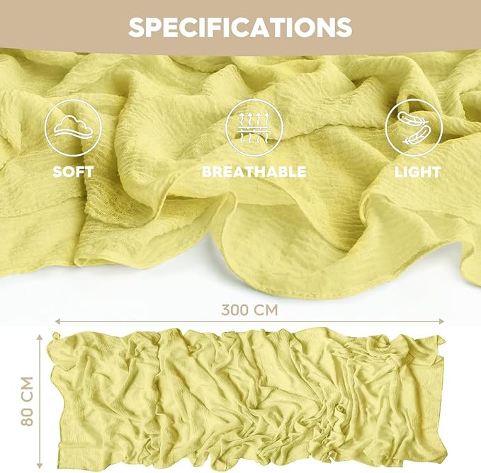 Artoid Mode Boho Light Yellow Gauze Wedding Table Runner, 120 Inch Seasonal - Image 6