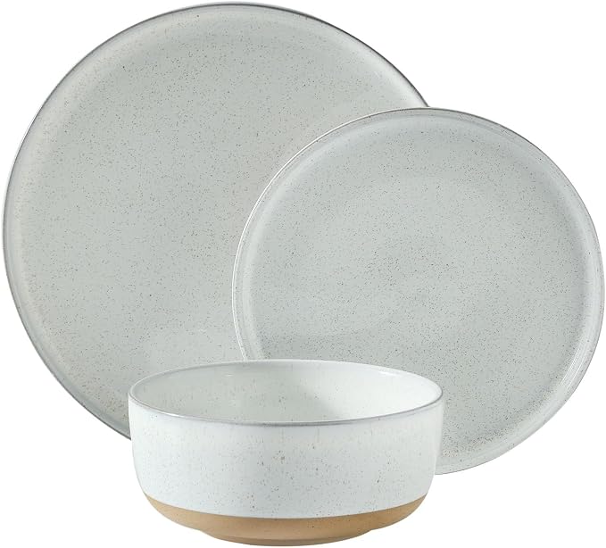 Hasense Plates and Bowls Sets, 3 Pieces Modern Porcelain Dishes Sets, Stoneware by Hasense