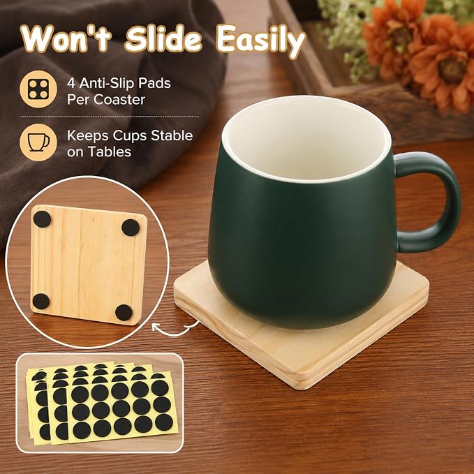 CYEAH 50 Pack Unfinished Square Wood Coasters, 4 Inch Blank Wooden Coasters - Image 5