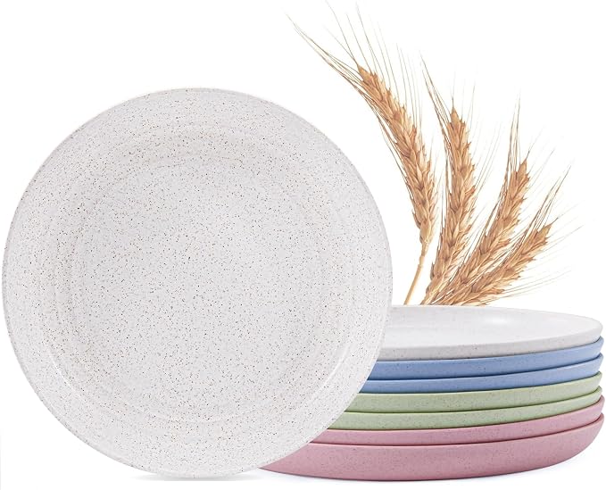 MISS BIG Wheat Straw Dessert Plates Set of 8, 8 Inch, BPA Free, 4 Colors | 8 by MISSBIG