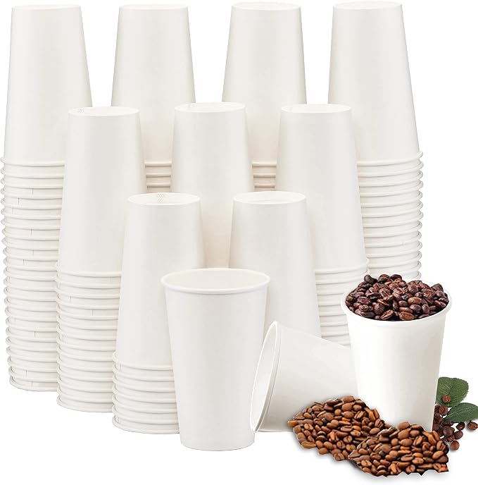 Lamosi 180 Pack16 oz Disposable Coffee Cups, 16oz White Paper Cups | Hot/Cold by BuyNow