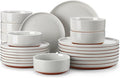 MALACASA Plates and Bowls Sets, 24 Pieces Modern Ceramic Dinnerware Set by MALACASA