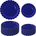 50 Pcs Blue Scalloped Paper Plates 25 × 7'' and 25 × 9'' Disposable Blue by FALIZIFU