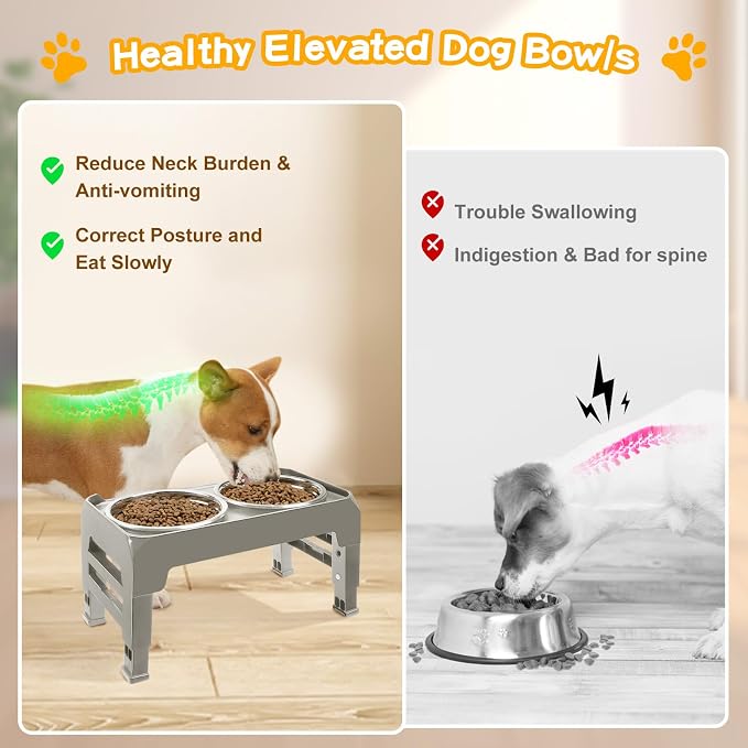Elevated Dog Bowls for Small Dogs 3 Height Adjustable Raised Dog Bowl Stand - Image 3