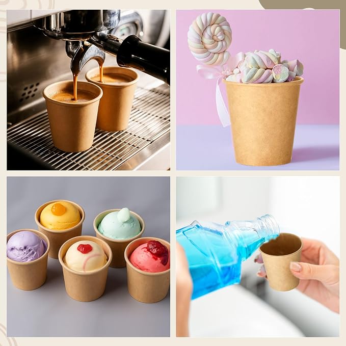100 Pack 3oz Mini Coffee Cups Disposable Paper Cups Hot or Cold Beverage Cup - Image 6