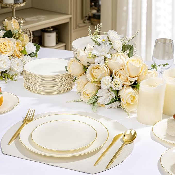 bUCLA 200PCS Ivory Plastic Plates - Image 6
