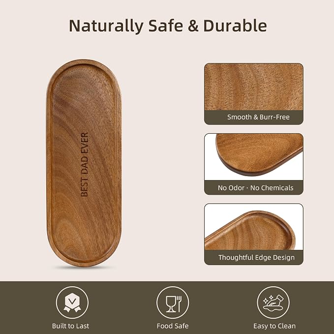 Best Dad Ever Wooden Tray, Wood Serving Tray Decorative Tray - Image 6