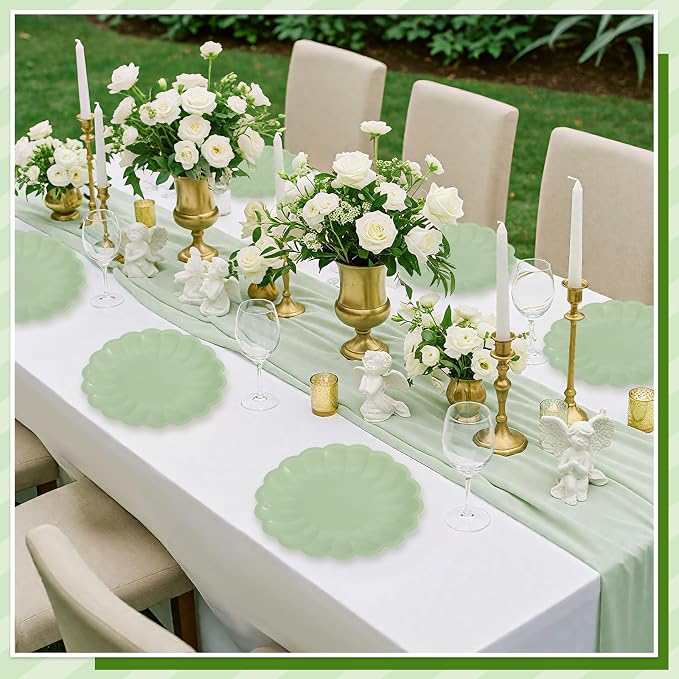 NatNarr 30 Pcs Sage Green Paper Plates 9.5 In Green Plates Disposable | Heavy - Image 8
