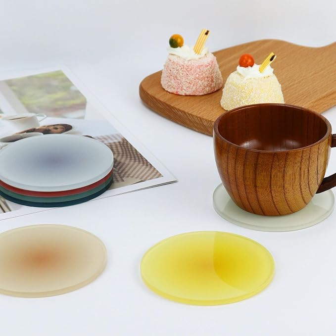 Gradient Round Acrylic Coasters, 8 Pack, 3.8in | Heat Resistant, Home Bar - Image 3