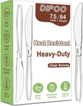 Dipoo 7.5" Clear Plastic Knives Heavy Duty Upgraded Heat Resistant & BPA Free by Dipoo