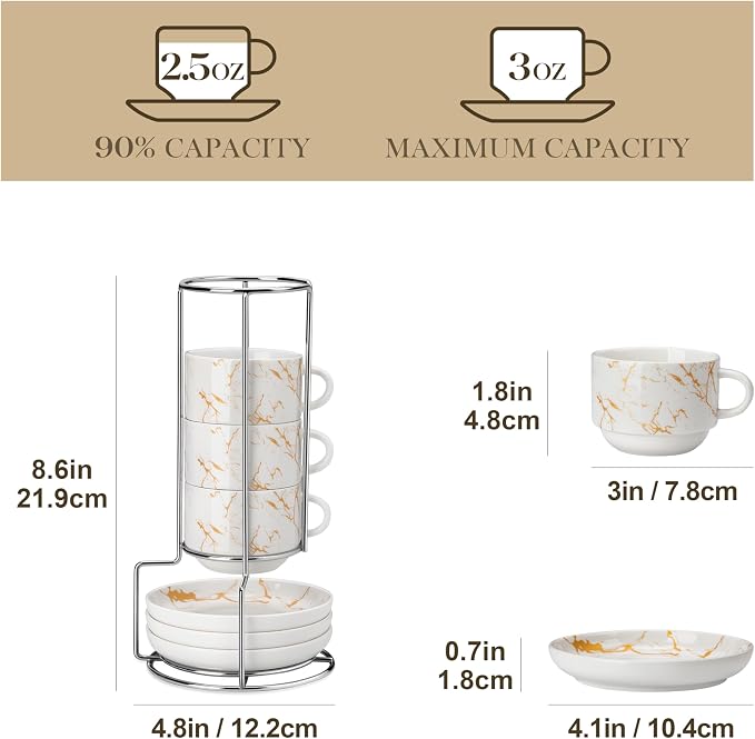 MALACASA 2.5 OZ Porcelain Espresso Cups - Image 2