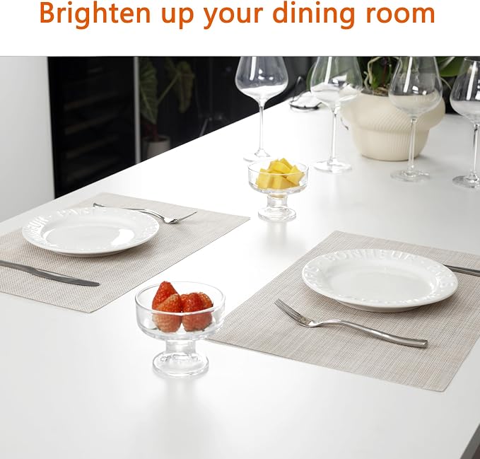 Beige Vinyl Placemats Set of 8, Heat Resistant Table Placemats | 18x12 inch - Image 6