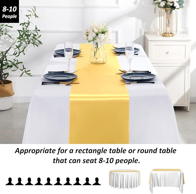 SiinvdaBZX 4 Pcs Gold Satin Table Runner 12 x 108 inches Long | Bright Smooth - Image 3