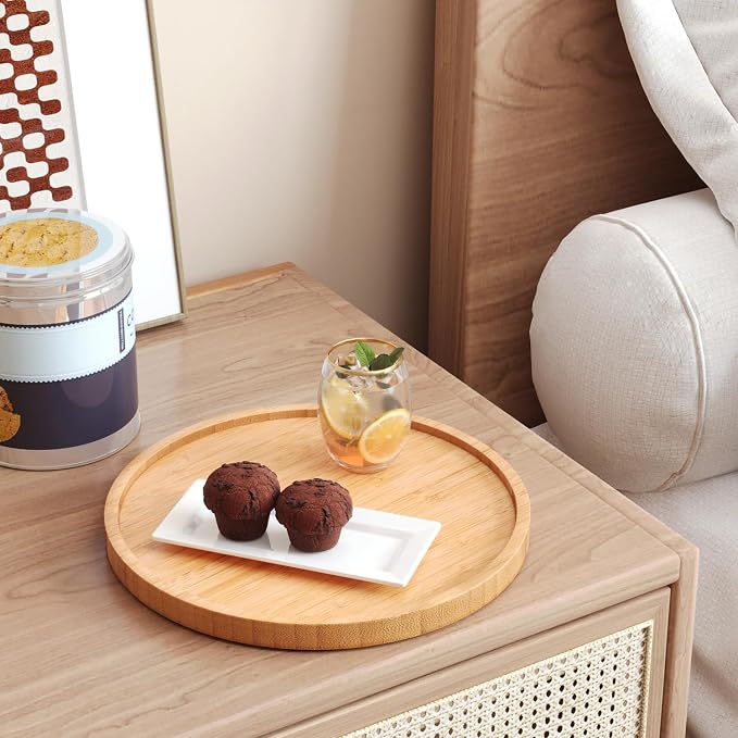VERTORGAN Bamboo Serving Tray, 8.7 Inch Trays Platter, Home Decor | Coffee - Image 2