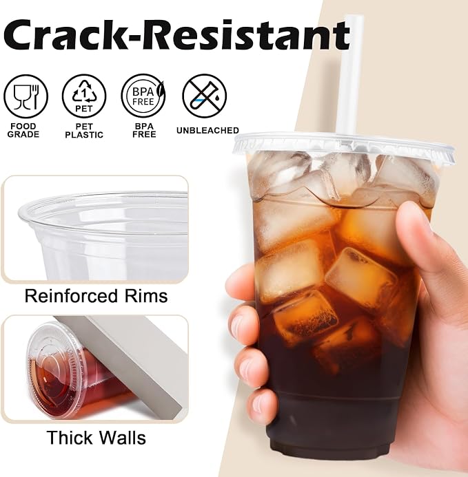 Lamosi 100 Pack 16 oz Clear Plastic Cups - Image 3