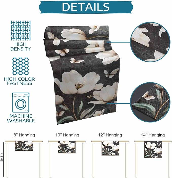 Farmhouse Floral Table Runners 108 Inches Long, Cotton Linen Fabric Table - Image 7