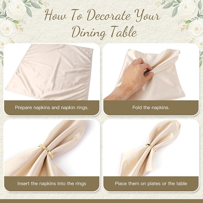 Gold Napkin Rings Set of 12, Metal Holders - Image 4