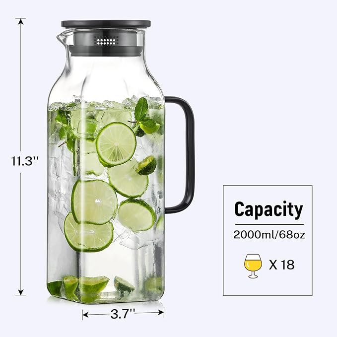 2 Quart Square Glass Pitcher - Image 2