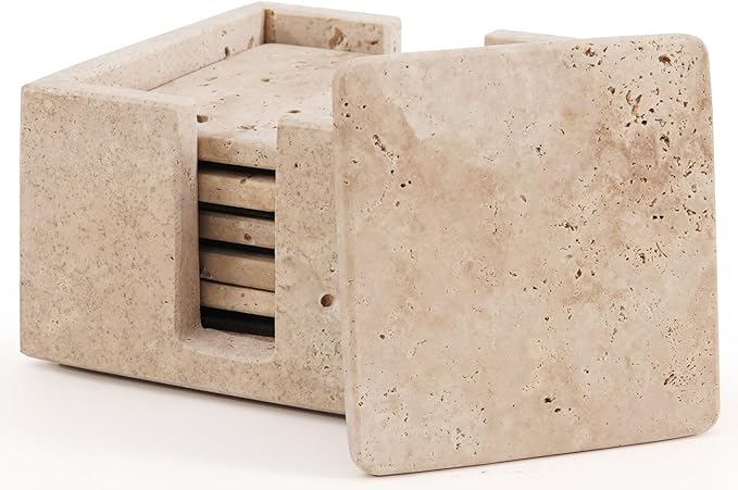 Travertine Coasters Set of 6 by SPESHSTONES