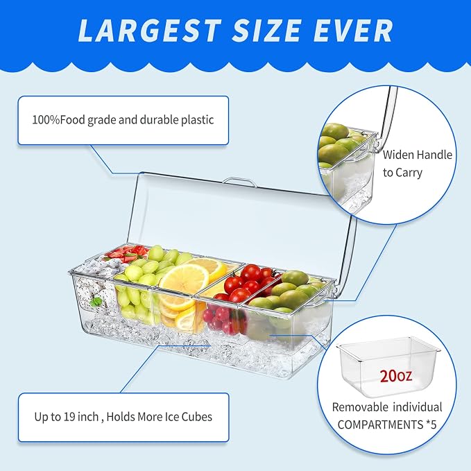 2 Pack Large Ice Chilled Condiment Caddy, Condiment Containers - Image 3
