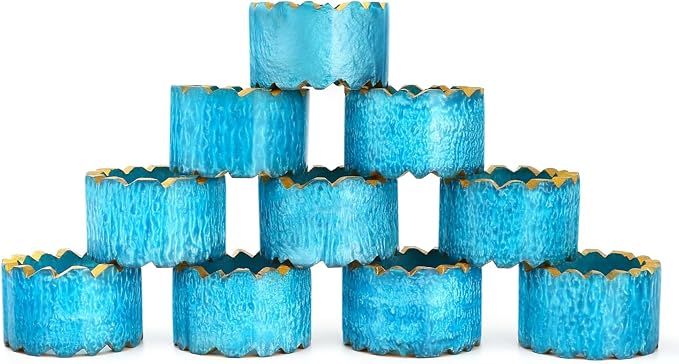 ALPHA Living HOME Handmade Epoxy Napkin Rings Set of 12 | Elegant Round Napkin - Image 5