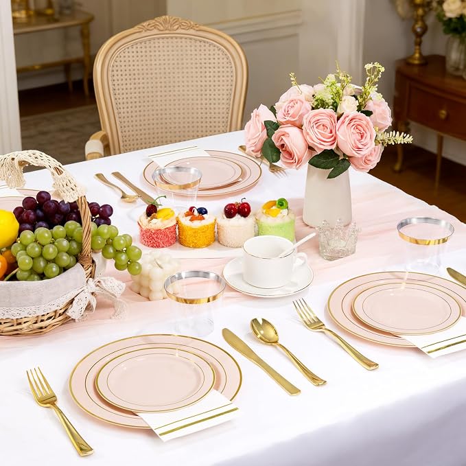 GATHER 350PCS Pink Plastic Plates - Image 3