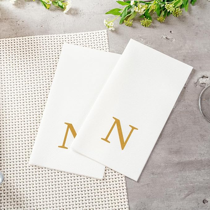 Luxenap 15.8 X 7.9 Inch Linen-Feel Guest Towels, 50 Lettered Hand Towels - Image 6