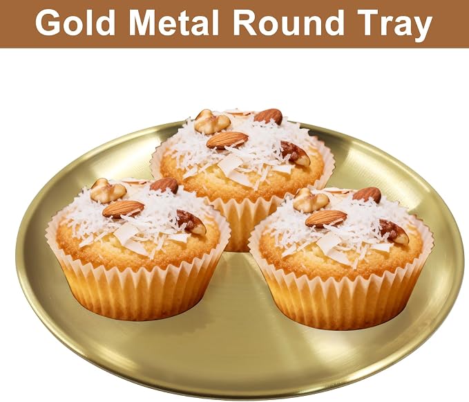 Piutouyar 2 Pcs 20 cm / 7.87 Inch Round Serving Tray, Decorative Tray Circular - Image 4