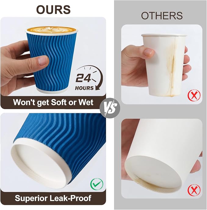 500 Pack 12 oz Insulated Disposable Paper Coffee Cups - Image 4
