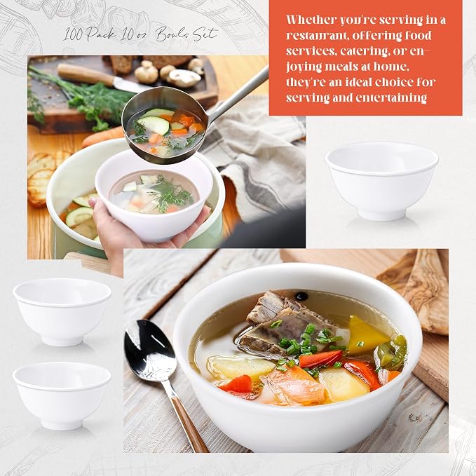 Tioncy 100 Pcs Bowls Set Unbreakable Dessert Soup Salad Bowls - Image 3