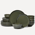 18 Piece Dinnerware Set for 6, Reactive Glaze Terracotta Plates and Bowls Set by Pokini