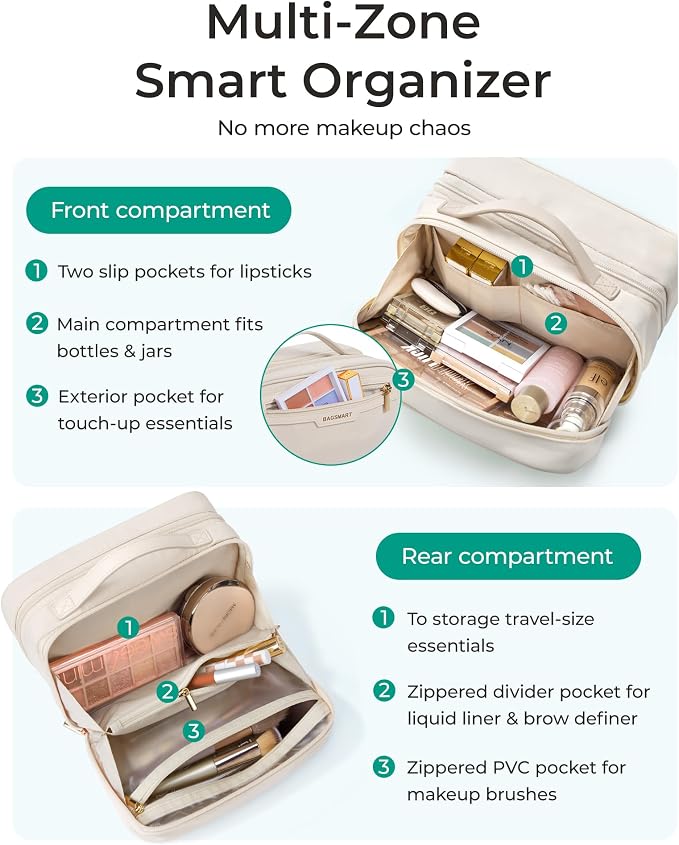 BAGSMART Travel Makeup Bag, Make Up Bag - Image 4