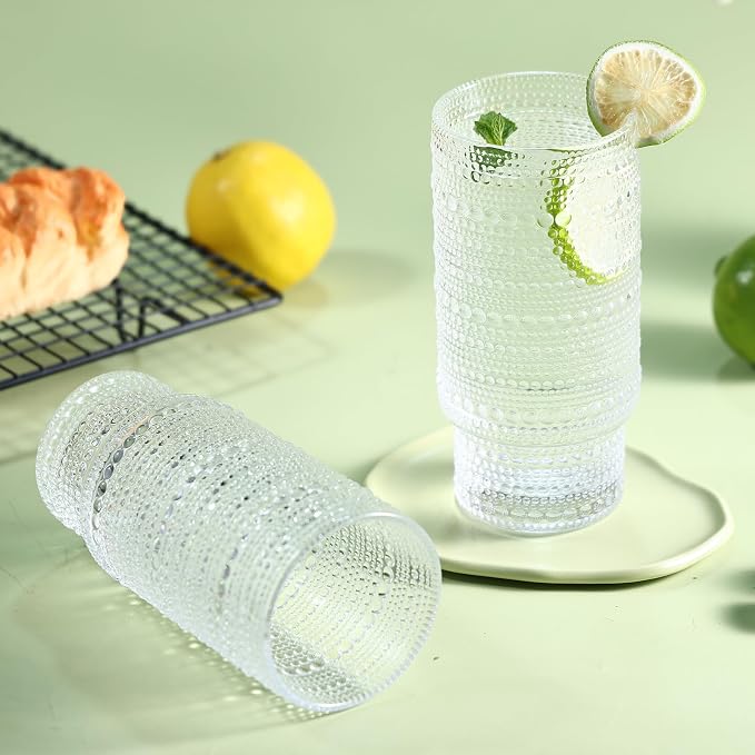 Large Capacity 16 oz Hobnail Drinking Glasses Set of 4, Vintage Glassware - Image 5