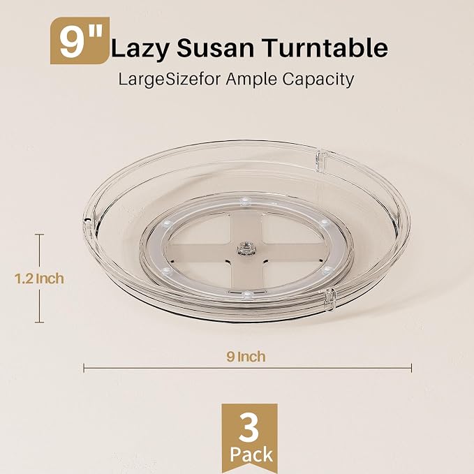 LAMU 3 Pack 9'' Lazy Susan Organizer Turntable - Image 2