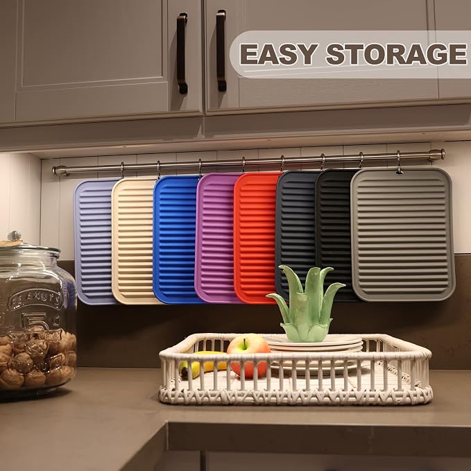 2 Pack Square Trivets for Hot Dishes | 9*12in Silicone Hot Pads for Kitchen - Image 7