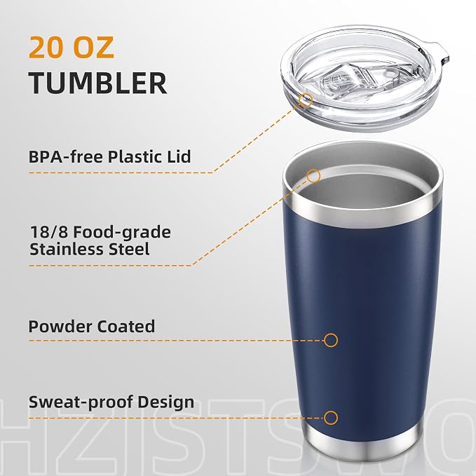 20oz Tumbler Bulk with Lid Stainless Steel Tumblers, 12 Pack | Leak Proof Lid - Image 3