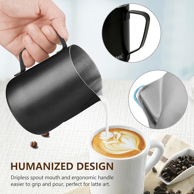 HOOMIL Milk Frothing Pitcher, 12oz/20oz/32oz 304 Stainless Steel | Steaming - Image 5